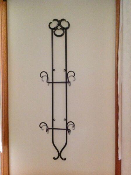 Wall Mounted Metal Double Plate Holder. Black Scrolled