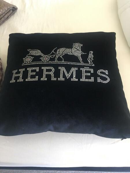 Hermes style velvet cushion