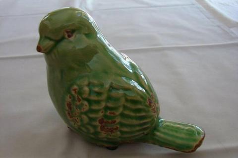 Urban Products - Olive Green 'Crackle Glazed' Ceramic Bird
