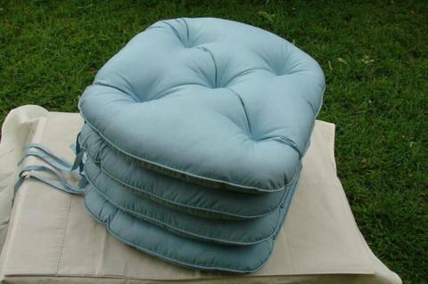 (New) Capri Chair/Seat Pad with Ties - Duck Egg Blue (x 4)