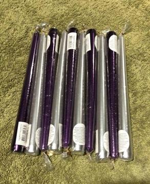 10 x Dusk Taper Candles, Purple And Silver Metallic