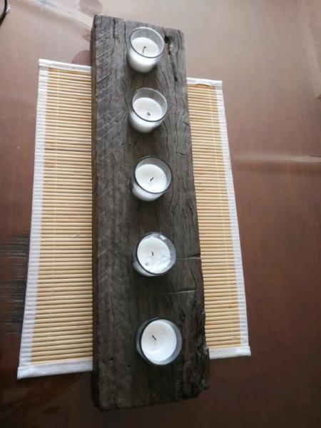 Candle holder from recycled timber