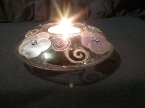 Hand Painted Glass Candle Holder,Home Decor,Lighting,Relaxation