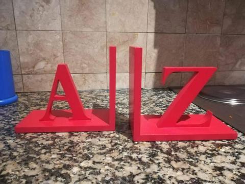 Wooden red A and Z bookends