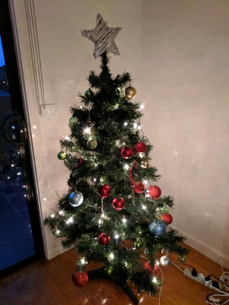 Christmas Tree, fairy lights and ornaments