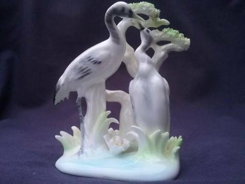 Japanese Cranes Courting Figurine,Japanese Art,Collectable