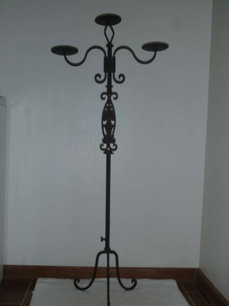 Vintage wrought iron ornate floor standing candelabra