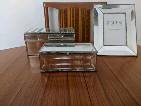 Mirrored Jewellery Boxes and Frame