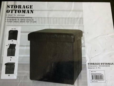 Black storage ottoman