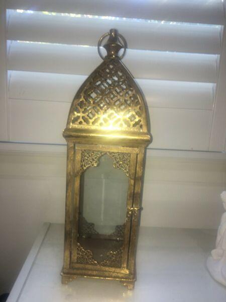 Dusk glass and gold candle holder lantern