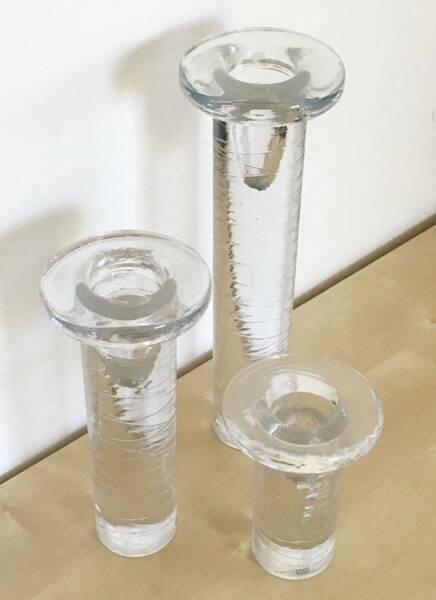 *RARE* KOSTA BODA Clear Glass 'COOL' Candle Holders