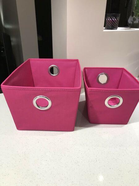 2 BRAND NEW PINK STORAGE BASKETS FROM HOWARDS