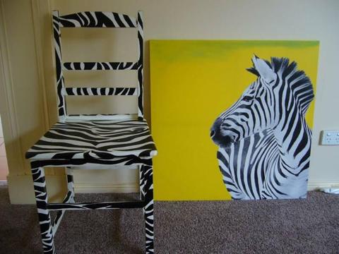 Funky DESIGNER CHAIR and large MATCHING CONTEMPORARY PAINTING