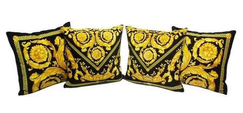 Versace Home Custom Vanity Black/Gold Baroque Cushions Pillows