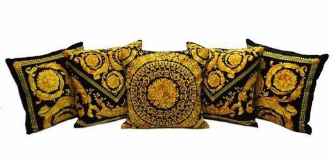 Versace Home Custom Vanity Black/Gold Baroque Cushions Set of 5