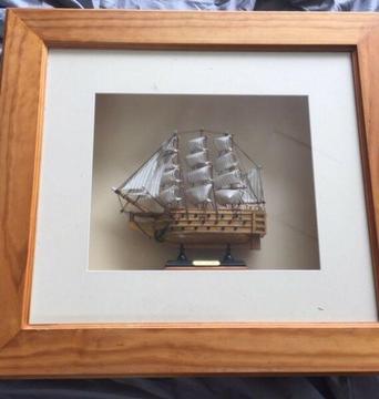 Sailing ship in timber box frame