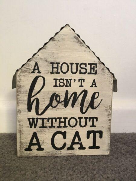 Home decor cat lovers 20cm a house isn't a home without a cat, wooden