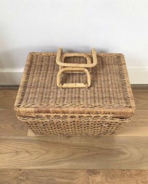 Vintage wicker storage basket with insert