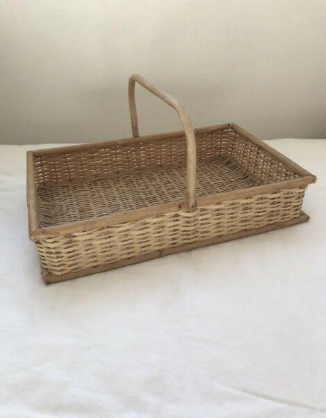 Cane and wicker basket tray