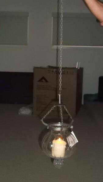 Hanging glass candle holder