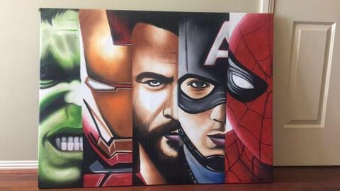 Huge Hand painted marvel canvas
