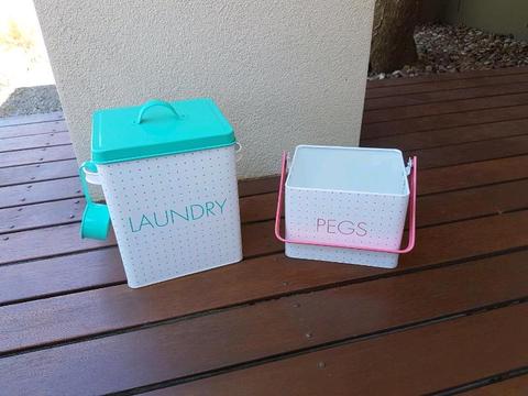 Tins for Laundry and Pegs Storage
