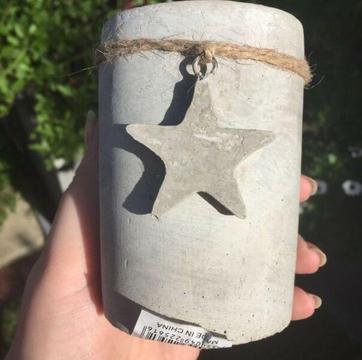 Cement Tea Candle Holder w/ Star