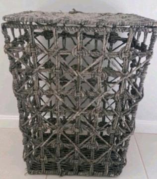 Small and large wicker brown laundry hamper basket