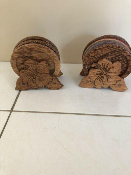 Hawaiian wooden coasters