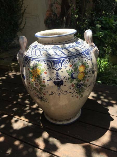 Hand Painted Pottery Garden Decorative Urn from Italy