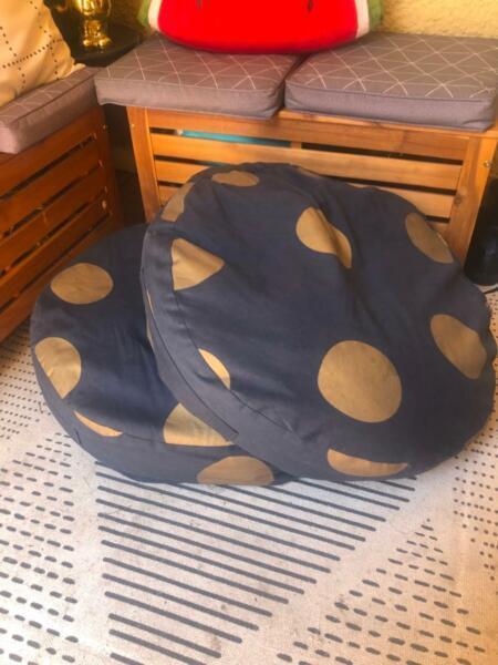 2x floor cushions (navy and gold)