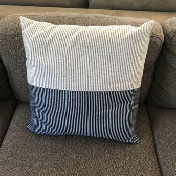 Navy and white striped cushions x2