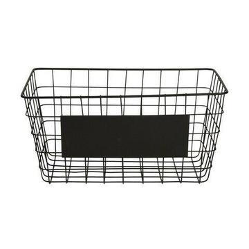 NEW 3 X Black Metal Wire Storage Box Baskets w Blackboard Message