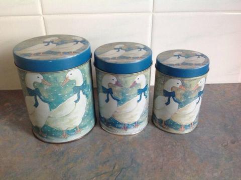 DECORATIVE DUCK TINS ---- THREE --- BRAND NEW