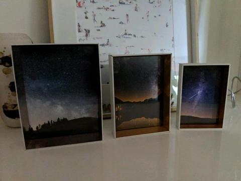 Three piece astronomy framed artwork