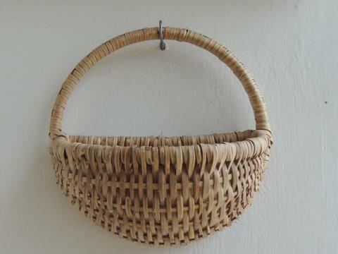 Cane half basket - small plants/dried lavender/artificial flowers