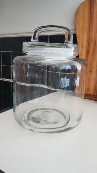 Large round 4L glass jar with lid - $20