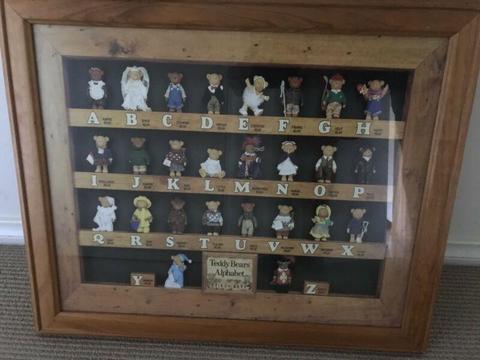 Framed Teddy Bear Prints, alphabet and numbers