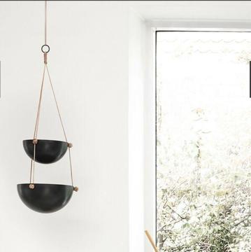 DANISH design OYOY Pif Paf Puf hanging storage / planter with leather
