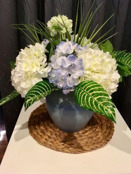 Artificial Flowers in Ceramic Vase