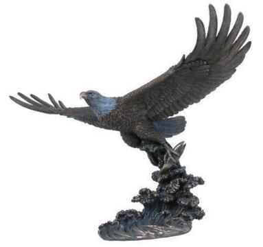 Soaring Eagle Catching Fish in Sea Statue- Poly Resin &