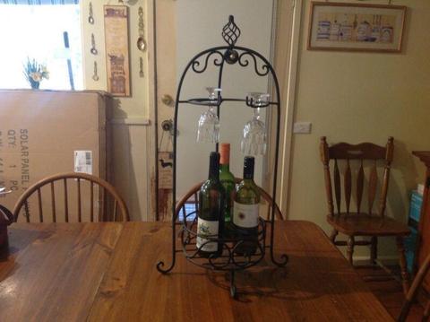 Wrought Iron wine and glass holder