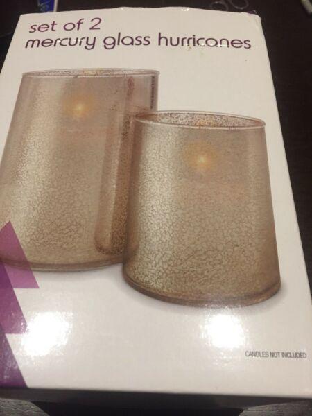 Mercury Glass Hurricanes ( boxed set of two)