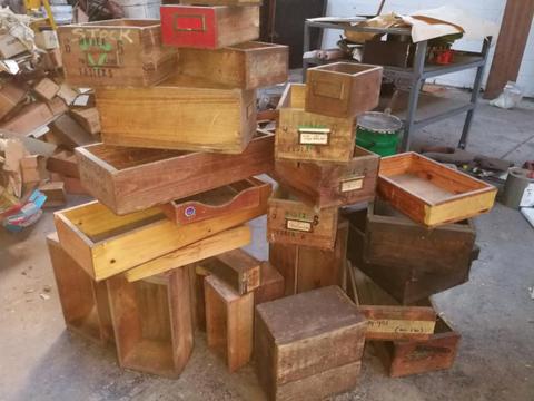 Rustic vintage timber boxes industrial