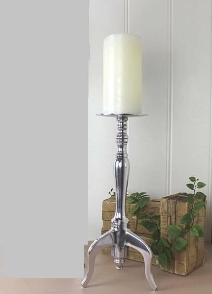French Country Provincial Hamptons Silver Tripod Candlestick