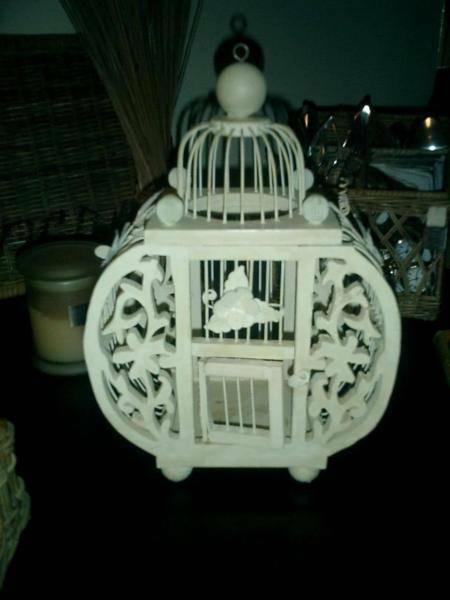 Small Rustic French Farmhouse Style Decorative Cream Birdcage