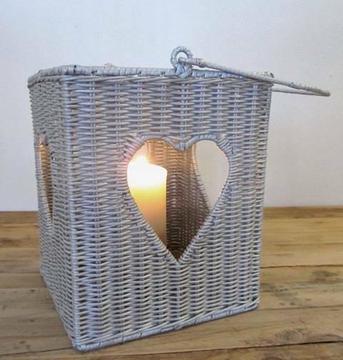 French Country Provincial Silver Wicker Hamptons Candle Lantern