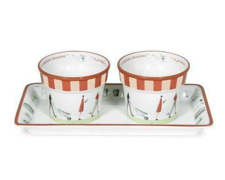 PORTMEIRION Set 2 French Country Ceramic Herb Pots and Tray