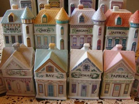 French Country Provincial Victorian House Spice Jars $19.95 EACH