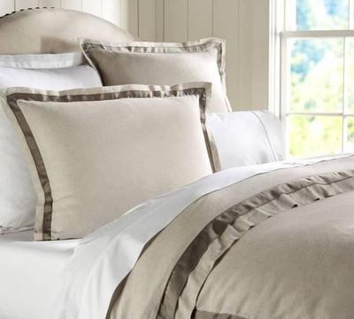POTTERY BARN Set 2 Euro Size French Country Linen Pillow Cases